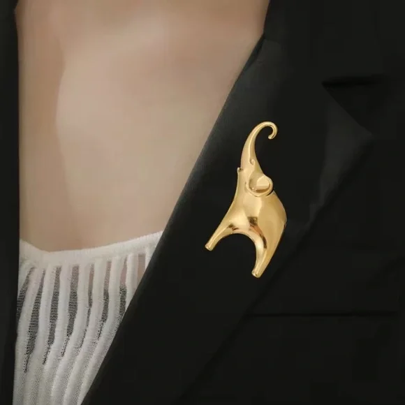 Elephant Gold Stainless Steel Waterproof Brooch - Picture 16 of 16